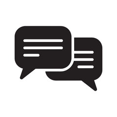 Chat discussion solid glyph icon with two speech bubbles for online conversation and communication forum for feedback and messaging support vector