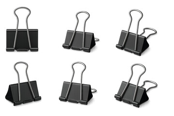 set of black paper clip isolated