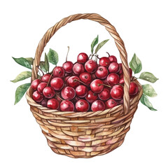 watercolor vector of Serviceberry Fruit Basket, isolated on a white background.