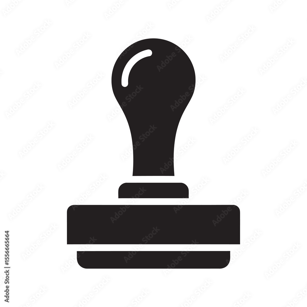 Poster rubber stamp solid glyph icon for official approval and document certification quality control and a