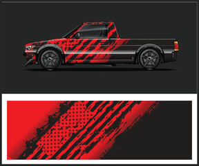 Red and Black Car Wrap Design for Pickup Truck