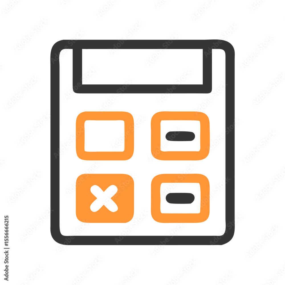 Poster simple calculator icon with basic operations on black background for business use