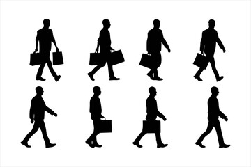 Men Walking with Shopping Bags Silhouettes - Consumer and Retail Vector Set