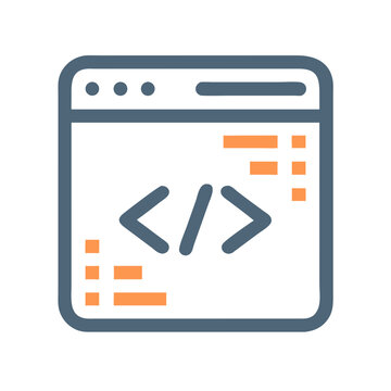 Coding Window Icon Graphic: Vector Representation of Software Development Environment Concept