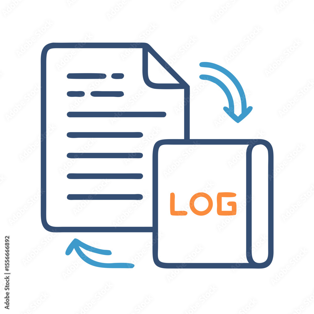 Poster log file transfer graphic icon illustrating data exchange and management processes