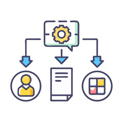 Process Management: A diagram illustrating workflow automation, document handling and user interface choices using connected design elements