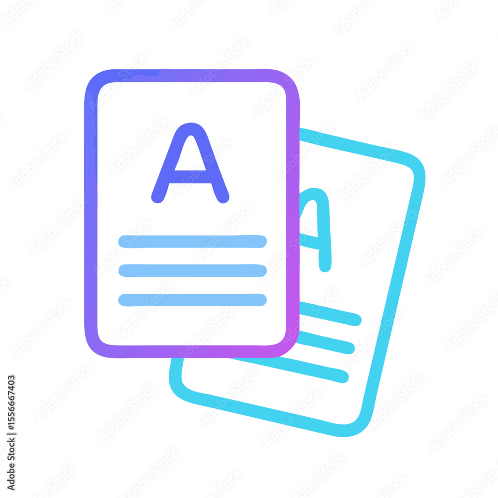 Poster gradient document icon representing files with text and colorful design element.