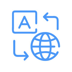 Translation Service Icon: Linguistic Conversion Between Languages Globally Represented
