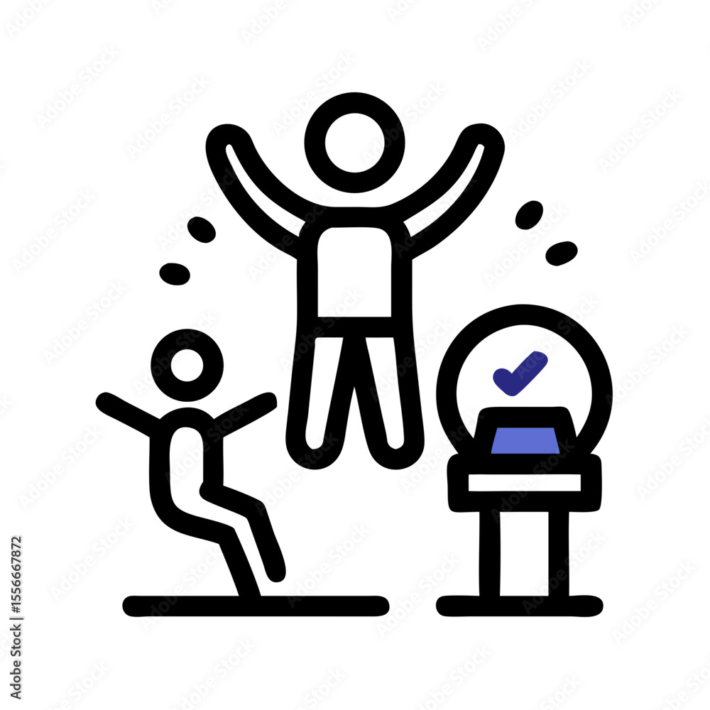 Poster isolated blue checkmark above box symbolizing task completion or affirmation over a dark background.