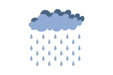 Artistic vector drawing of colorful rain drops falling from cute clouds, abstract rainy weather concept, soft pastel palette, cartoon design for kids room decor, greeting cards, and digital use
