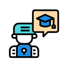 Thinking about Education: Flat Illustration of a Person Thinking About a Graduation Cap