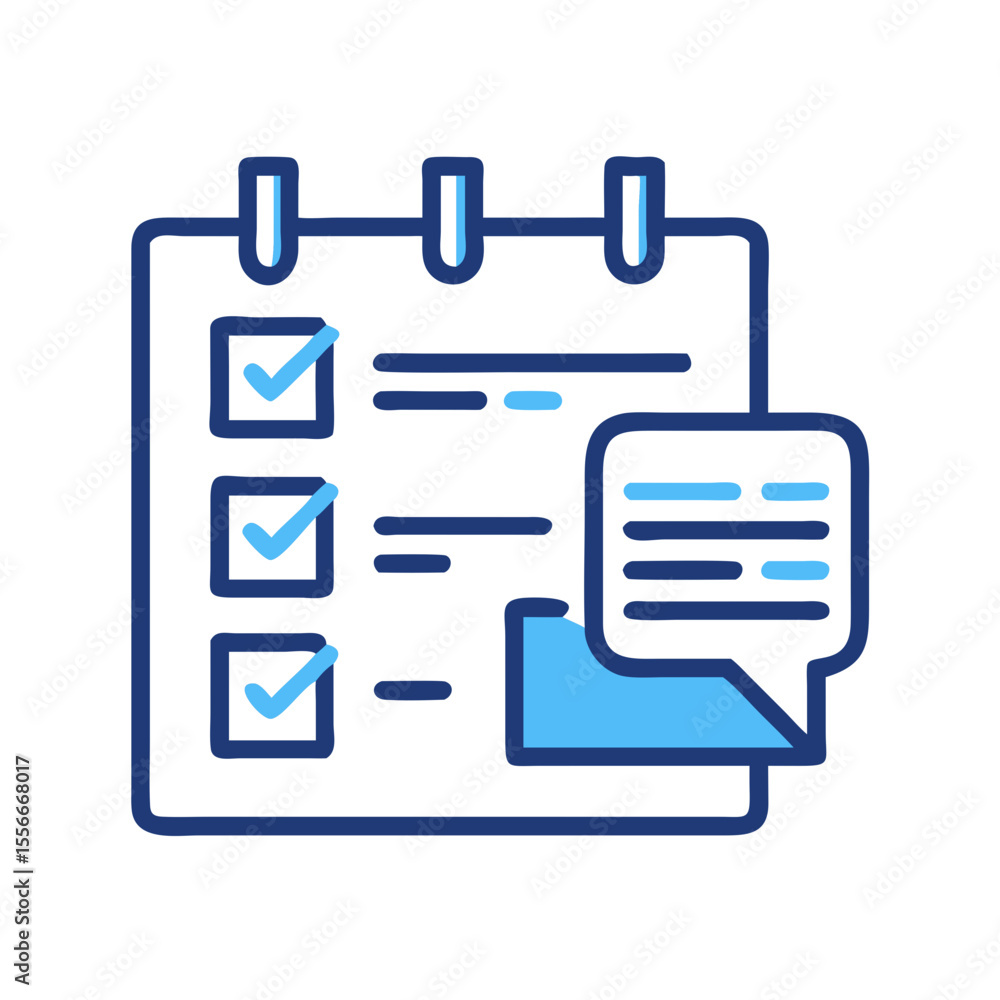 Poster checklist calendar with checkmarks and speech bubble on black background for project management