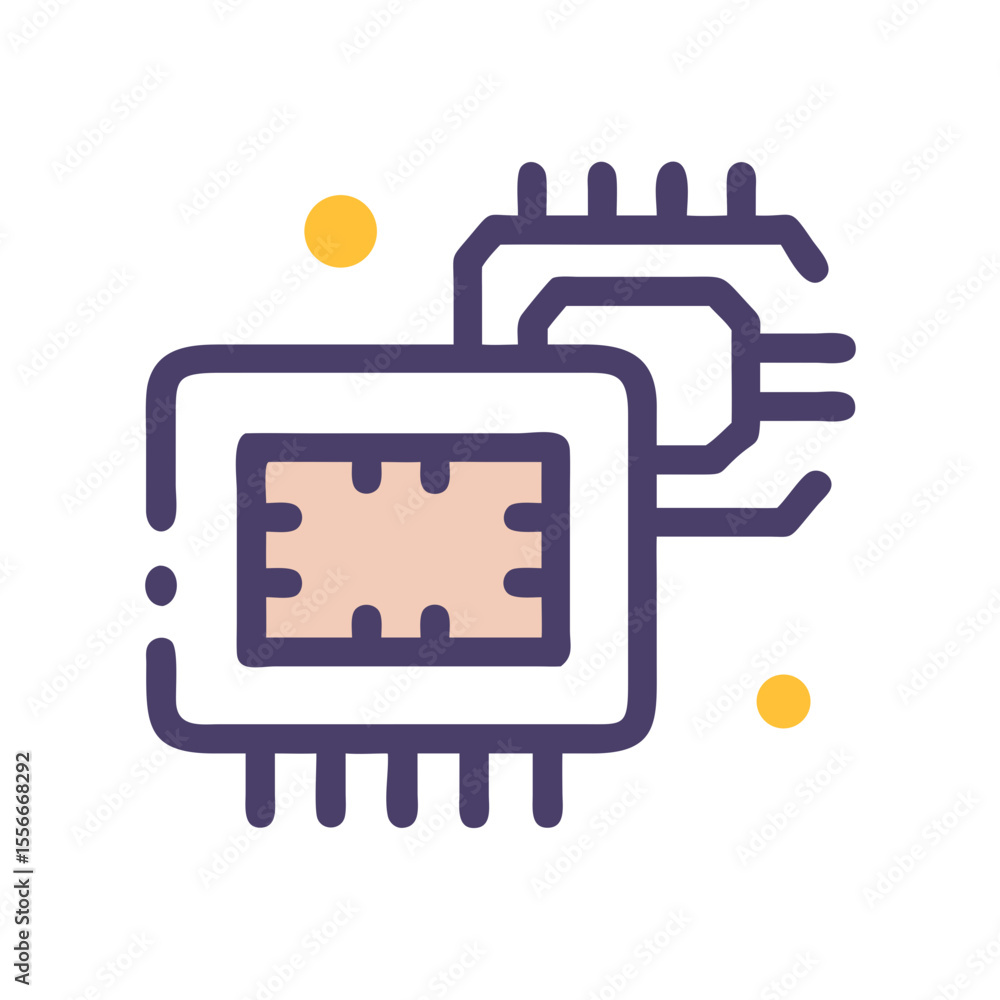 Poster stylized illustration of computer chips representing technology and data processing on a black backg