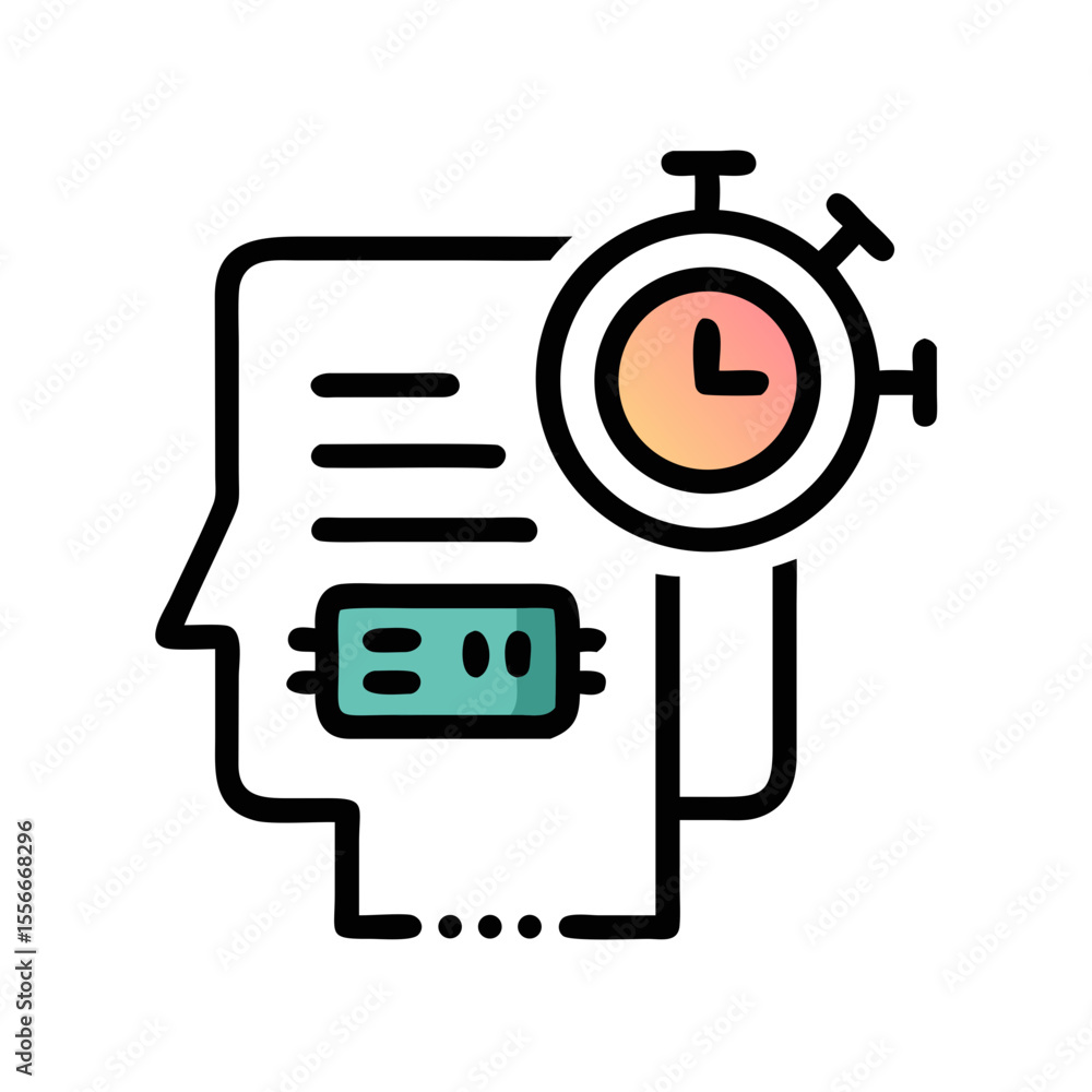 Poster modern vector icon illustration of scheduling and time management process, isolated on black backgro