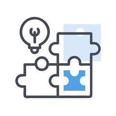 Connected Puzzle Pieces with Light Bulb: Solution and Innovation Stock Image