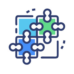 Obraz premium Connected jigsaw puzzle pieces representing collaboration, teamwork, and solution-oriented approach in business settings
