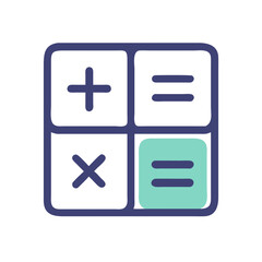 Obraz premium Calculator Icon Design: Minimalist Illustration with Mathematical Symbols on a Black Background
