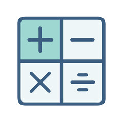 Fototapeta premium Calculator icon with basic mathematical operations in minimalist flat design style