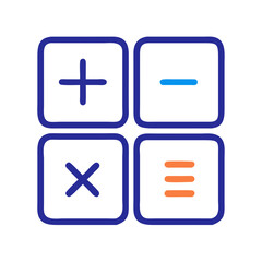 Obraz premium Calculator Icon Graphic Featuring Mathematical Symbols in a Bold, Modern Design