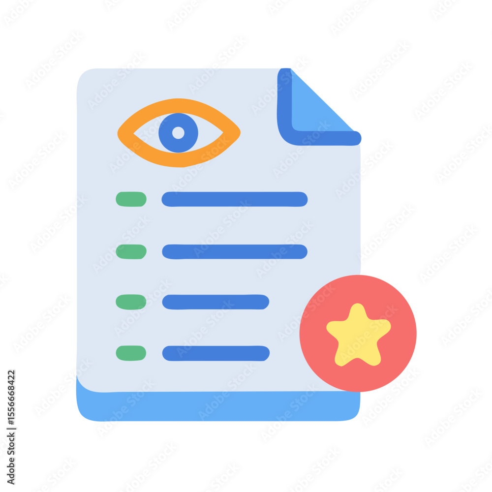 Aufkleber eye tracking document with star icon depicting importance and visual hierarchy on light paper
