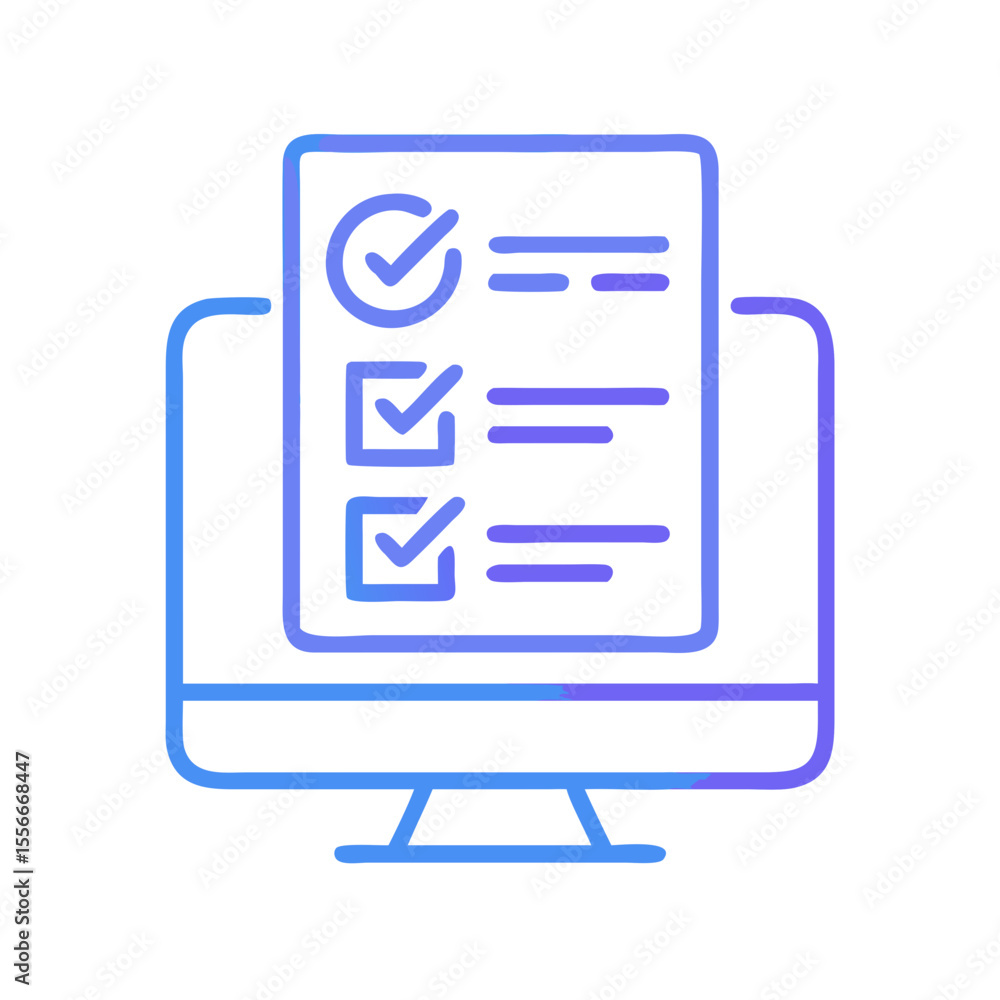 Fototapete Digital checklist on a computer screen, a modern concept for task management and productivity