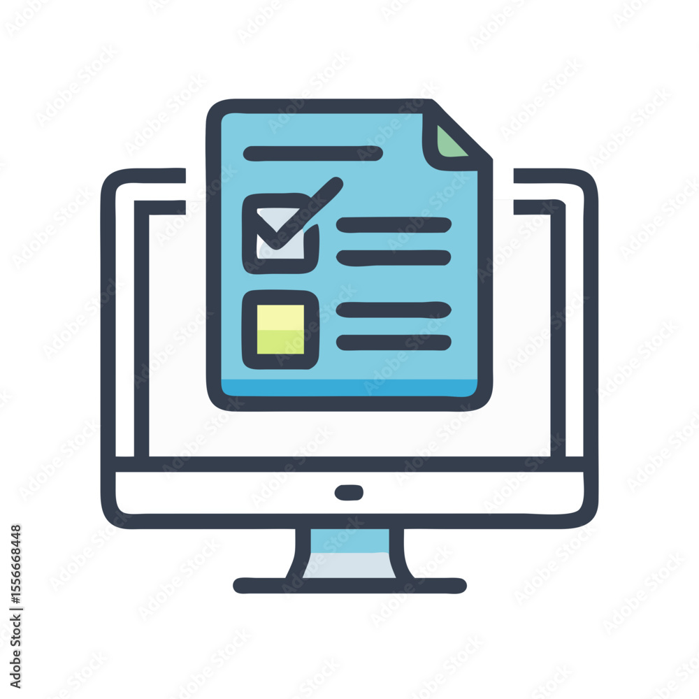 Poster online form submission with checklist displayed on a desktop computer screen for business solutions