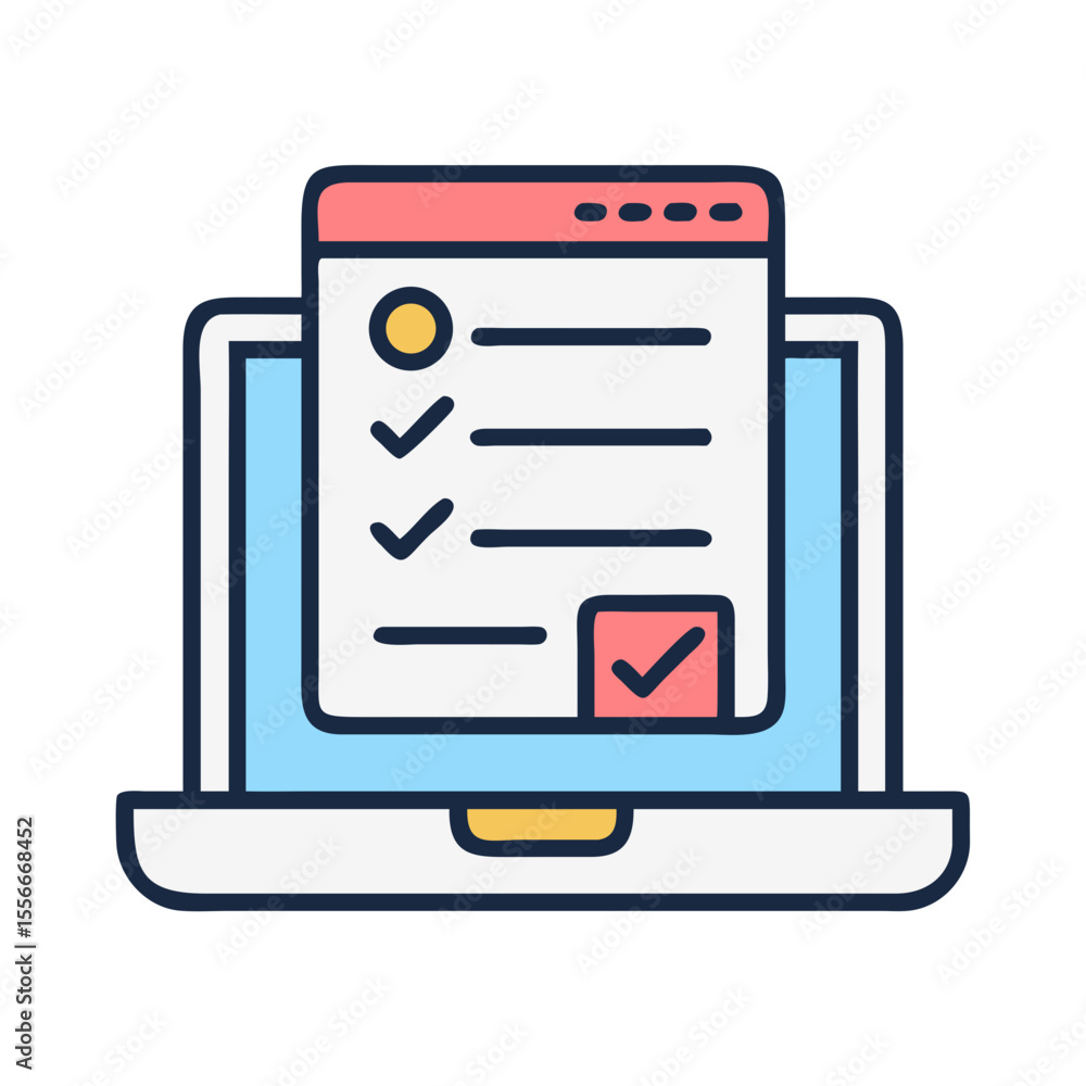 Aufkleber online checklist displayed on laptop screen for task management and productivity