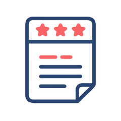 Customer feedback icon with star ratings in flat style on a black background