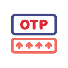 OTP authentication concept showing one-time password entry with upward arrows on a black background