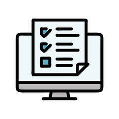 Digital checklist on computer screen for online surveys and digital tasks completion
