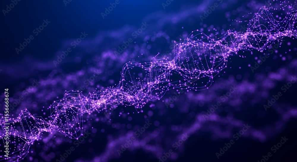 Aufkleber abstract digital network connection data technology science concept glowing purple lines dots blue b