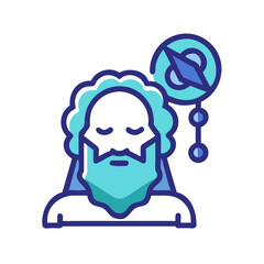 Poseidon god of the sea with navigation compass icon on black background illustration