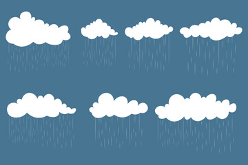 Cartoon clouds raining vibrant water droplets, seamless vector pattern for kids room decor, educational posters, weather-themed illustration, flat pastel style, bright and cheerful design
