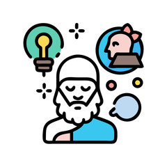 Brainstorming and problem solving visualized with flat style icon featuring creative ideas and communication