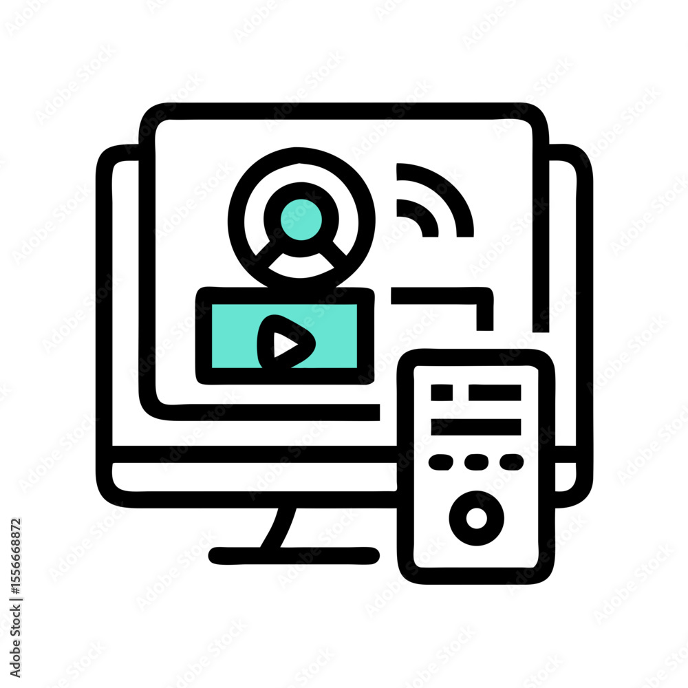 Poster minimalist geometric abstraction featuring teal shapes on a black background, creating a modern desi