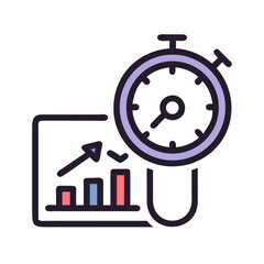Time is Money: A Growth Chart with Stopwatch on a Black Background