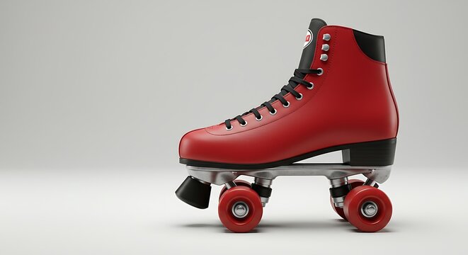 Retro Red Roller Skate with Black Accents on a Clean White Background
