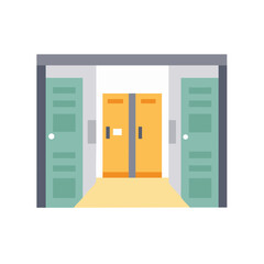 Entrance with double doors in a modern flat design style, interior passage.