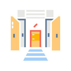 Open Doors Leading to a Brighter Path, Flat Vector Illustration on Black Background