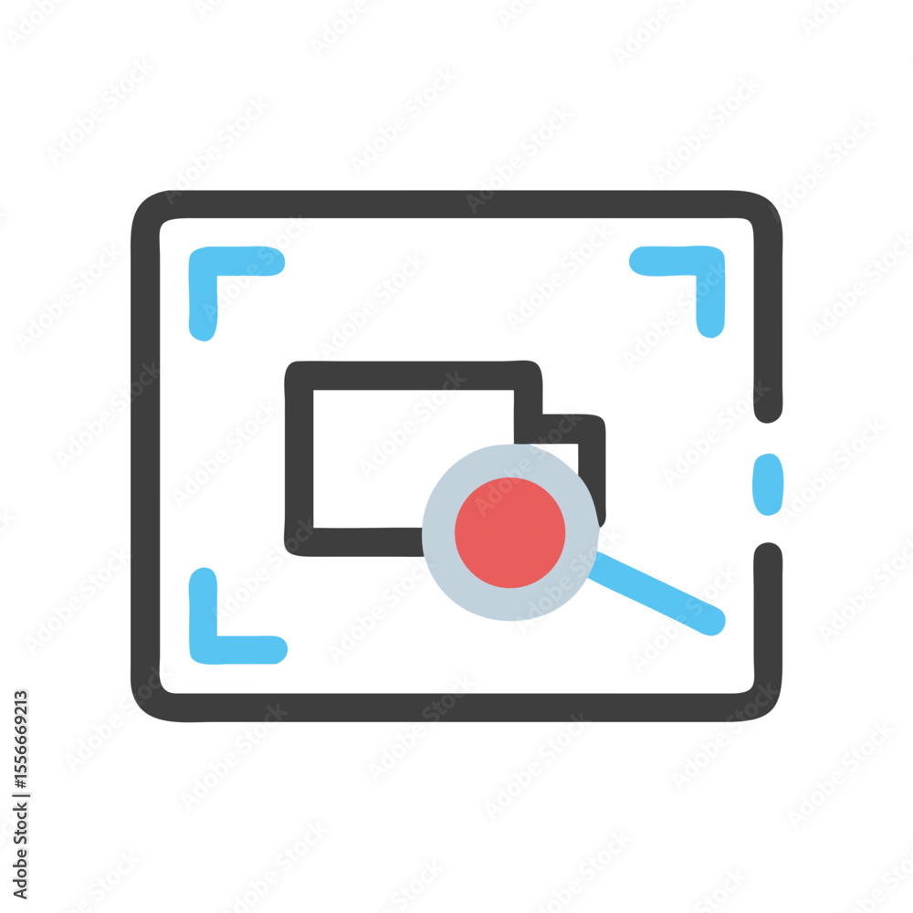 Poster document search icon illustration for information retrieval and data analysis concepts