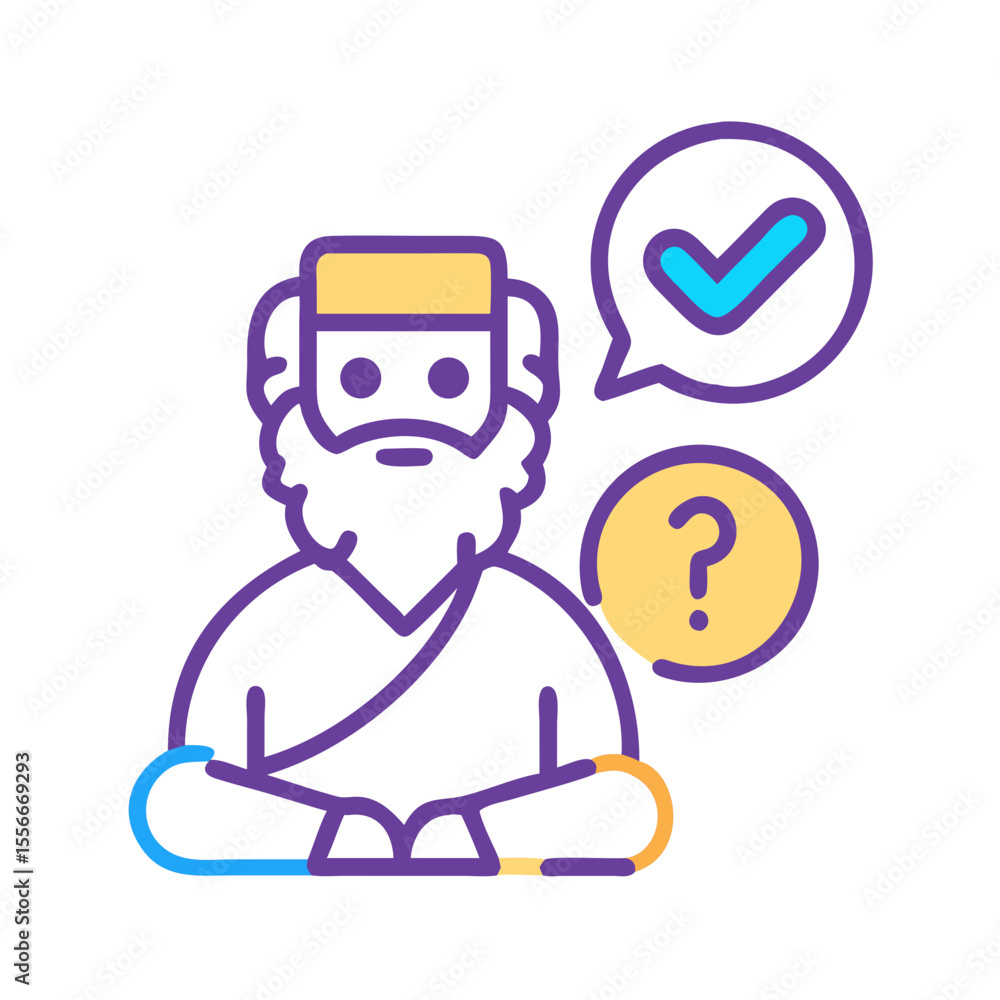 Aufkleber philosophical insights: a simple icon depicting wisdom, knowledge and problem-solving abilities