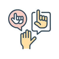 Raised Hand Icon in Speech Bubble and a Simple Raised Hand Graphic