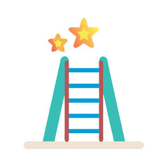 Whimsical Ladder to Success: A Flat Vector Illustration of Stars and Ambition