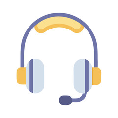 Modern Flat Design Headset Icon with Microphone, Perfect for Customer Support and Communication