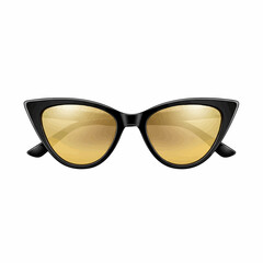 Fototapeta premium Sharp Matte Black Cat-Eye with Gold Mirror Lenses Sunglasses