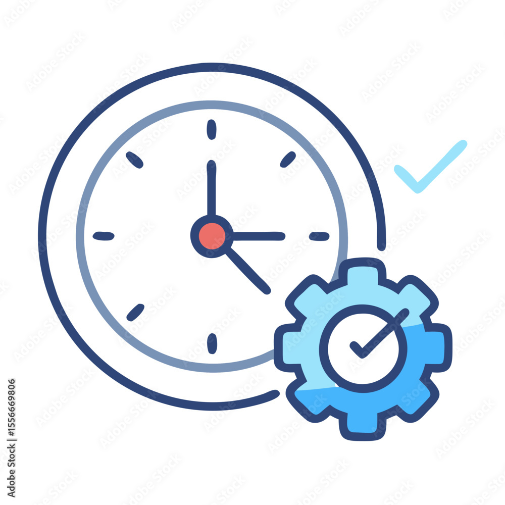 Poster time management and workflow automation icon for business productivity solutions