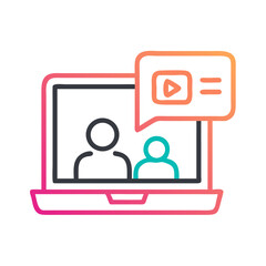 Online Video Conference Illustration with Abstract People and Chat Bubble