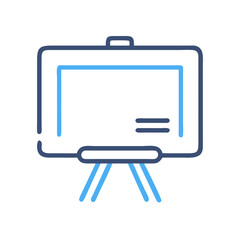 Blue Presentation Board Icon for Business Meetings and Education on Black Background