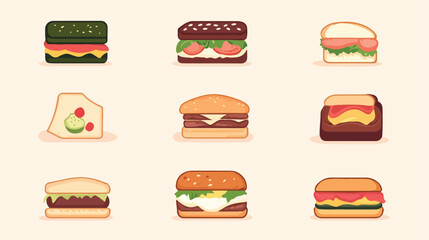 Delicious Sandwich Isolated Icon Vector Illustration