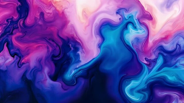 Vibrant abstract art with swirls of purple, pink, and teal colors creating a dynamic composition.